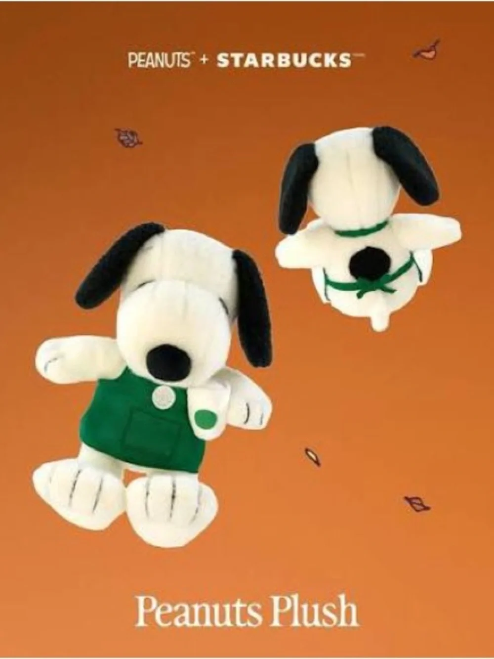 Starbucks Peanuts Snoopy Plush in White, Black & Green